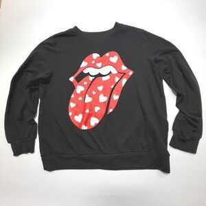 Rolling Stones Tongue Logo Sweatshirt M Bravado Licensed Black Crewneck